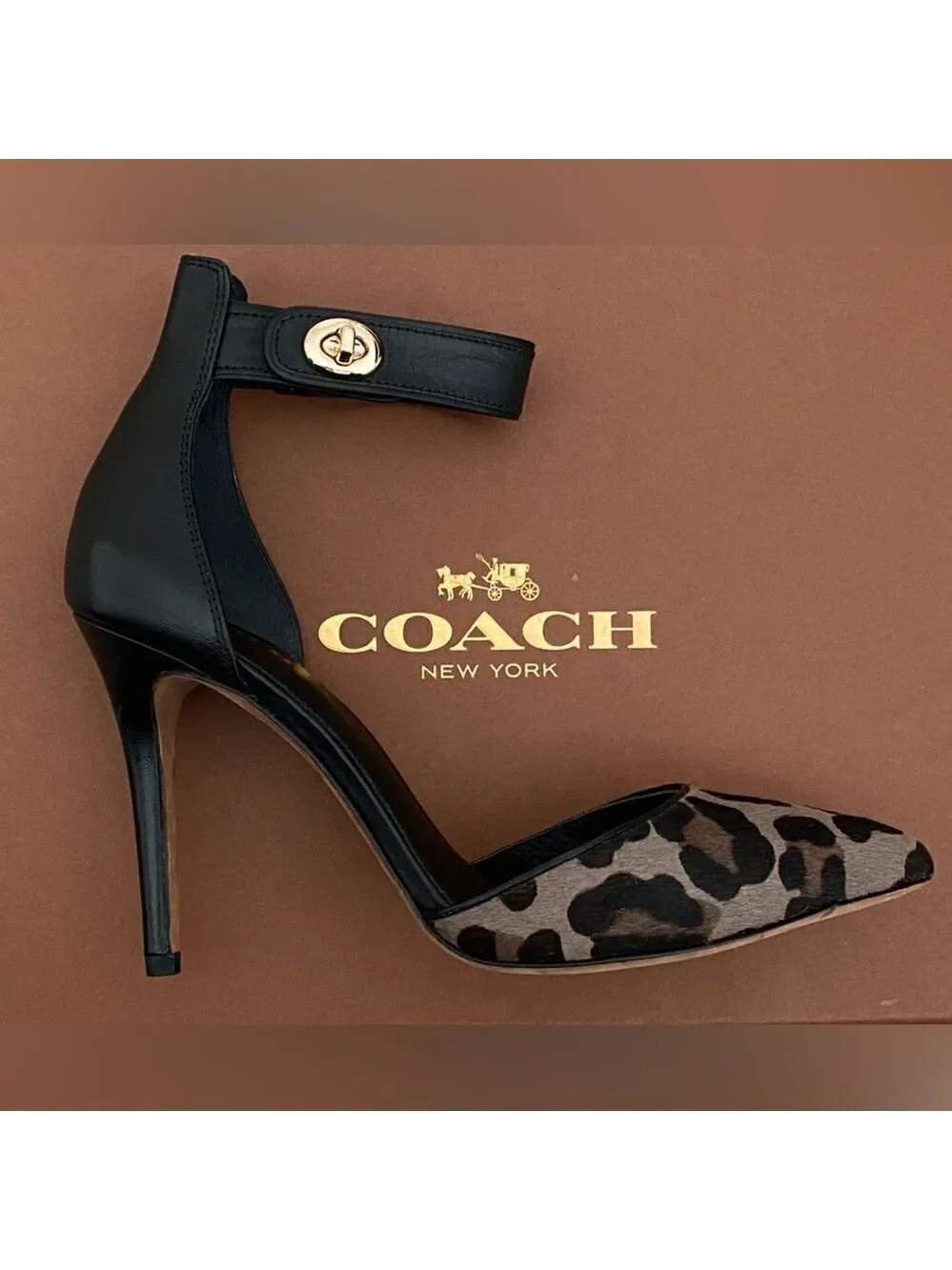 New Coach Houston Ocelot Calf Hair Calfskin Heels
